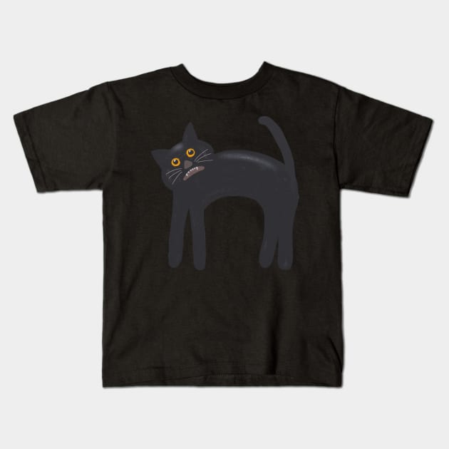 Folk Art Scaredy Cat Kids T-Shirt by CheriesArt